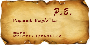 Papanek Bogáta névjegykártya
